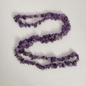 Natural Amethyst Chip Bead Necklace – 34” Strand for Jewelry Making